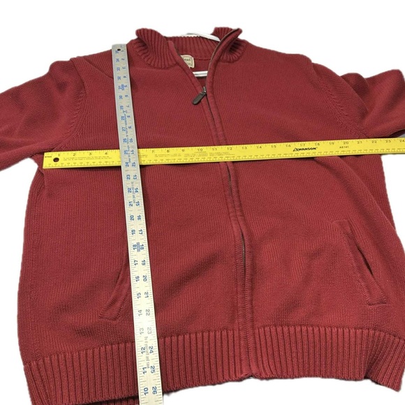 L.L. Bean Men's Burgundy Zip-Up Sweater - Picture 4 of 6